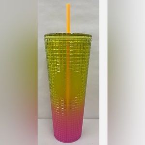 Starbucks venti tumbler grid‎ yellow & pink ombre cup